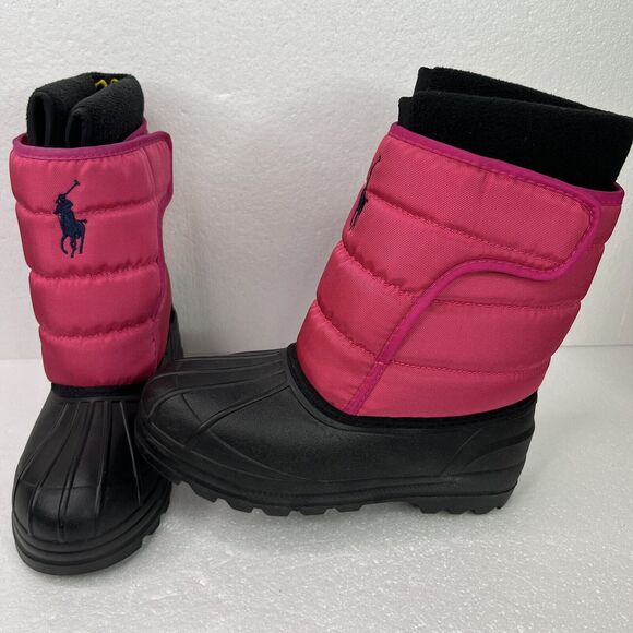 POLO RALPH LAUREN VANCOUVER BIG PONY EZ SNOW BOOTS RASPBERRY/BLACK KIDS SIZE 4❄️ - Picture 10 of 13
